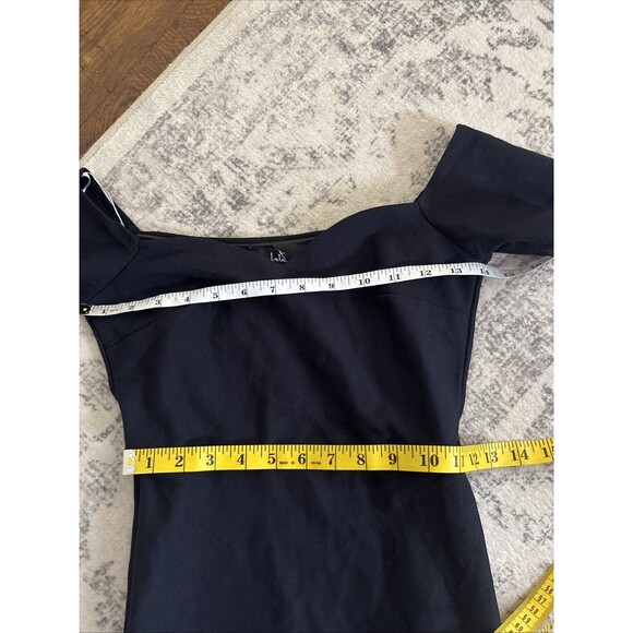 Lulus How Much I Care Midnight Blue Off-the-Shoulder Midi Dress Size XS Wedding - Picture 5 of 7
